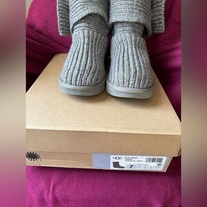 UGG Cardy Gray Classic Tall Knit Sweater Boots